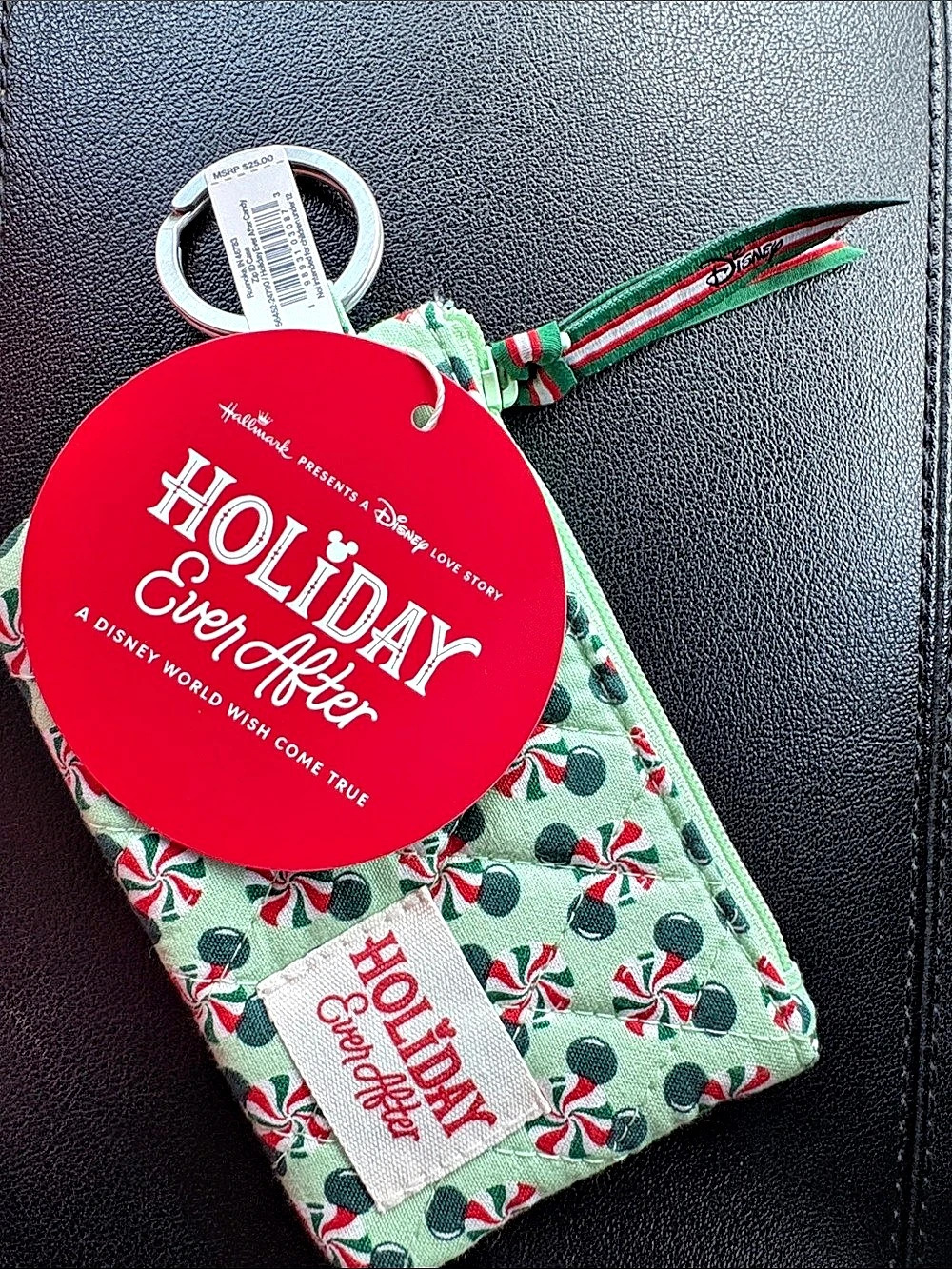 Vera Bradley Holiday Ever After Disney Key Card Holder Green & Red NWT